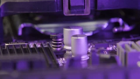 Computer electronic motherboard close-up elements. Macro shot. Stock-Footage 170693174