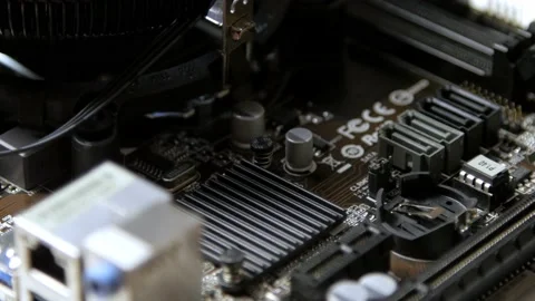 Computer electronic motherboard close-up elements. Macro shot. Stock-Footage 170693564