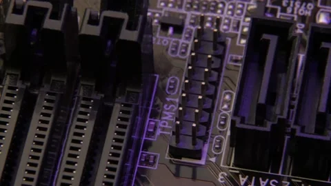 Computer electronic motherboard close-up elements. Macro shot. Stock-Footage 170693625