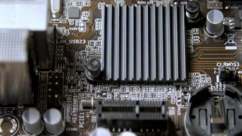 Computer electronic motherboard close-up elements. Macro shot. Stock-Footage 170693862