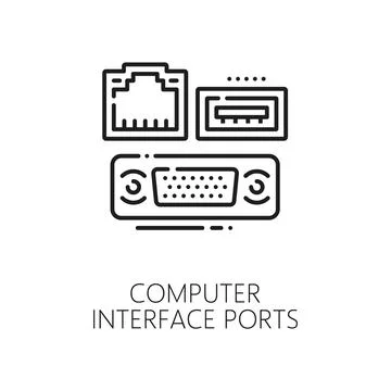 Computer, electronics hardware industry line icon Illustrazione stock