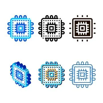 Computer element processor vector pack thin line icon イラスト素材