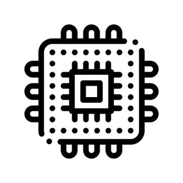 Computer Element Processor Vector Thin Line Icon Stock Illustration