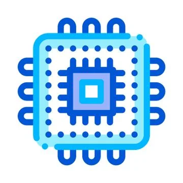 Computer Element Processor Vector Thin Line Icon イラスト素材