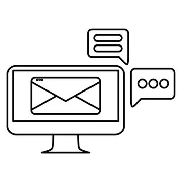 Computer with email and speech bubble イラスト素材