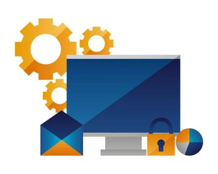 Computer email chart security setting Illustrazione stock