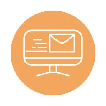 Computer email fast shipping related delivery block style icon Stock Illustration