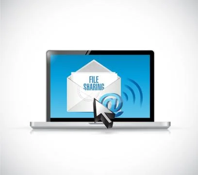 Computer email file sharing concept Illustrazione stock