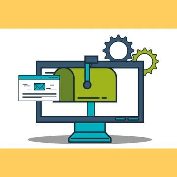 Computer email mailbox work digital marketing Stock Illustration