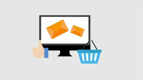 Computer Email Marketing and Online Shopping Concept with Inbox and Cart Stock Footage 339781638