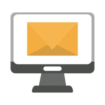 Computer email message office supply stationery work flat style icon Illustrazione stock