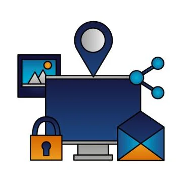 Computer email padlock picture Stock Illustration