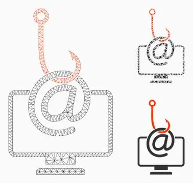 Computer Email Phishing Vector Mesh 2D Model and Triangle Mosaic Icon Stock Illustration