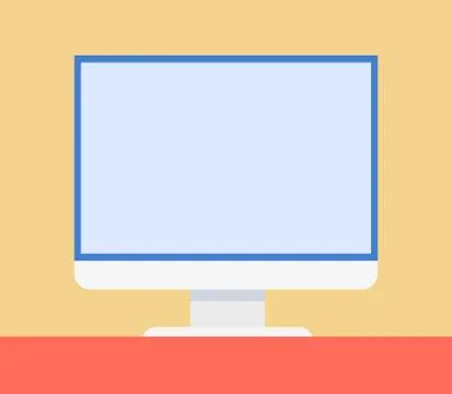Computer Empty Screen Closeup Vector Illustration 스톡 일러스트