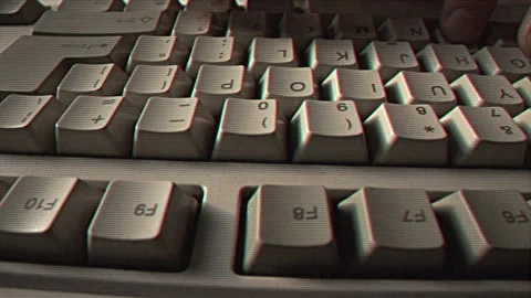 Computer engineer developer is working on old vintage computer 1990s. Antique Stock Footage 260817841