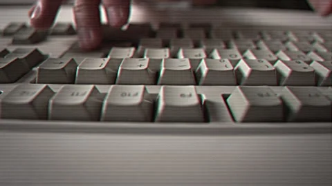 Computer engineer developer is working on old vintage computer 1990s. Antique Stock Footage 275260858