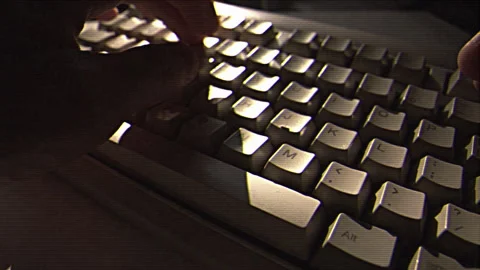 Computer engineer developer is working on old vintage computer 1990s. Antique Stock Footage 284847652