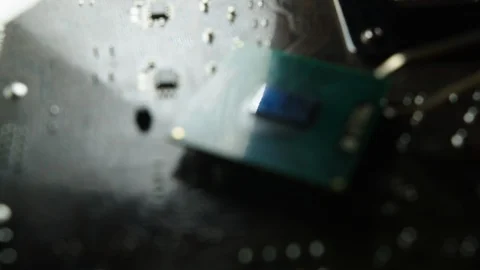 Computer engineer is fixing CPU. Engineer using magnifying glass Video stock 121902538