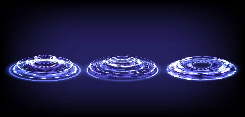 Computer engineer interface. Sci-fi digital high-tech collection in glowing H Stock Illustration