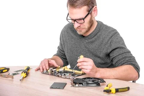 Computer Engineer isolated. Stock Photos