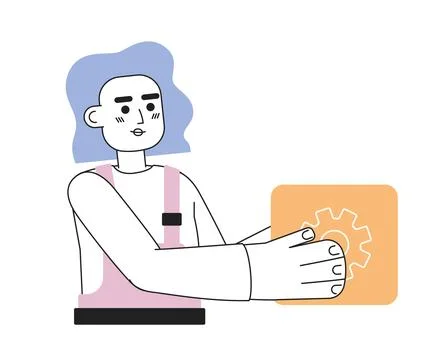 Computer engineer line concept vector spot illustration Illustrazione stock