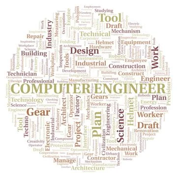 Computer Engineer typography word cloud create with the text only Illustrazione stock