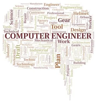 Computer Engineer typography word cloud create with the text only Illustrazione stock