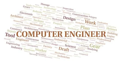 Computer Engineer typography word cloud create with the text only Illustrazione stock