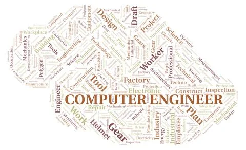 Computer Engineer typography word cloud create with the text only Illustrazione stock