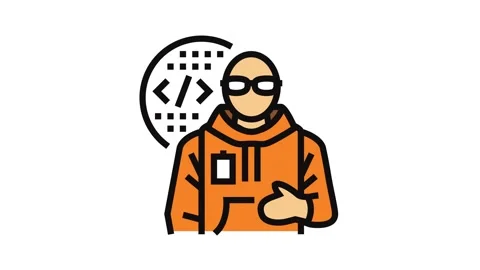 Computer engineer worker color icon animation Stock Footage 326100312