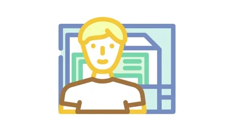 Computer engineer worker color icon animation Stock Footage 327271279