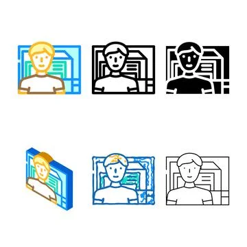 Computer engineer worker color icon vector diversity Illustrazione stock