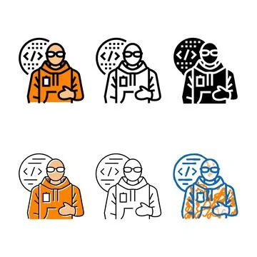 Computer engineer worker color icon vector minimal Stock Illustration