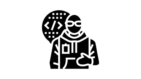 Computer engineer worker glyph icon animation Stock Footage 326158232