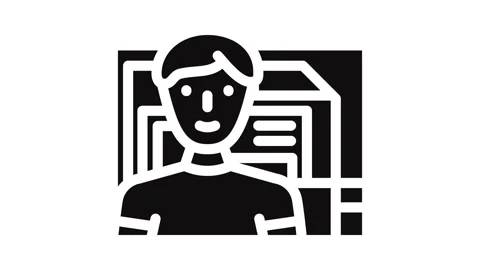 Computer engineer worker glyph icon animation Stock Footage 326746236