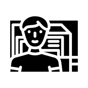Computer engineer worker glyph icon vector illustration Illustrazione stock