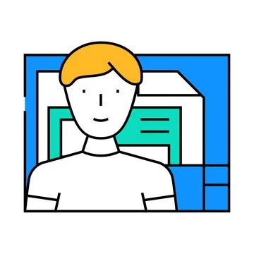 Computer engineer worker icon color illustration Stock Illustration