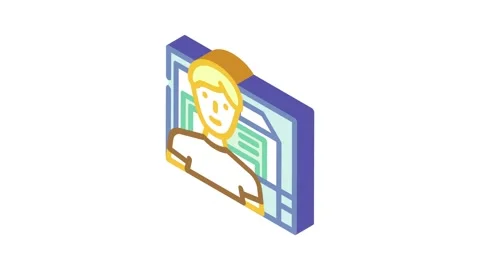 Computer engineer worker isometric icon animation Stock Footage 327294164
