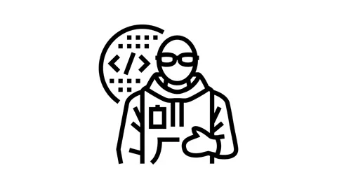 Computer engineer worker line icon animation Stock Footage 326136657