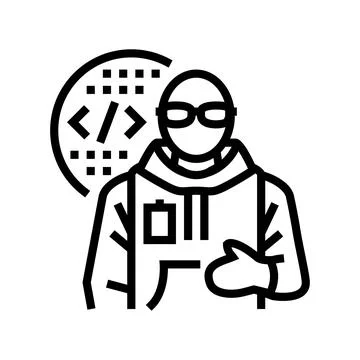 Computer engineer worker line icon vector illustration Stock Illustration