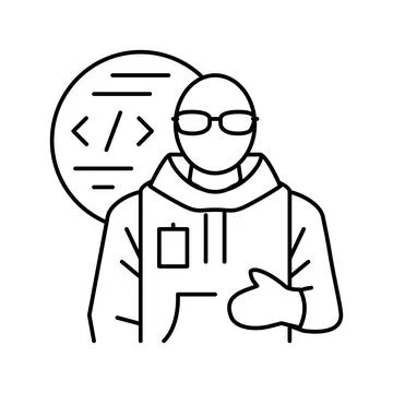 Computer engineer worker line icon vector illustration Stock Illustration