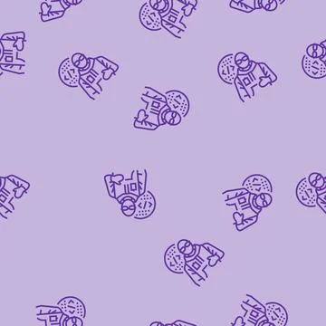 Computer engineer worker line seamless pattern Illustrazione stock