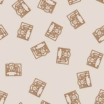 Computer engineer worker line vector seamless pattern Illustrazione stock