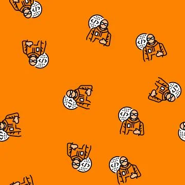 Computer engineer worker vector seamless pattern Illustrazione stock
