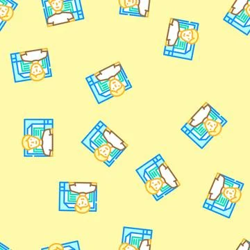 Computer engineer worker vector seamless pattern Illustrazione stock