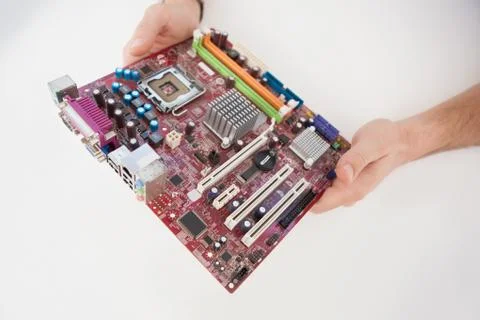 Computer engineer working on broken cpu Foto stock
