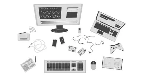 Computer engineer workstation Stock Illustration