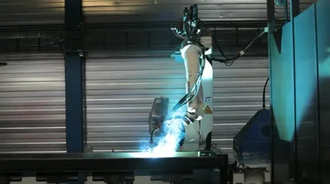 Computer engineered robotic welding arm Stock Footage 10978736