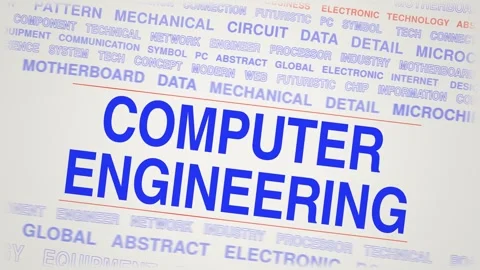 Computer engineering animated kinetic motion, text design animation, seamless Stock Footage 348641781