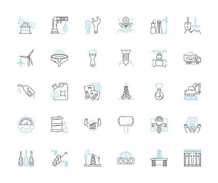 Computer engineering linear icons set. Coding, Hardware, Software, Digital Stock Illustration